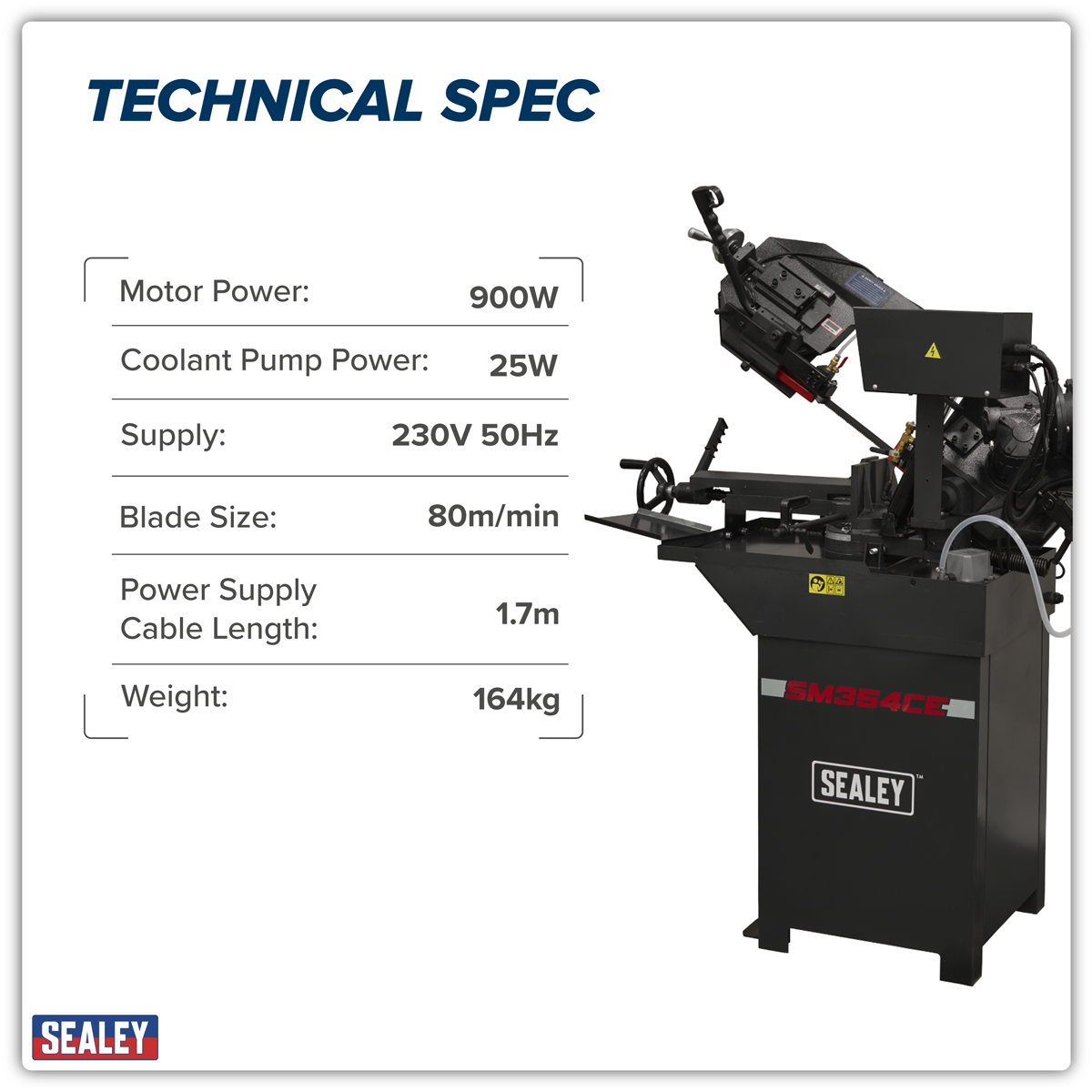Sealey SM354CE Industrial Power Bandsaw 210mm