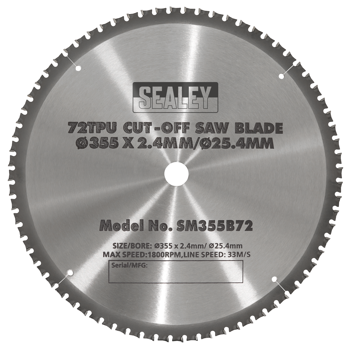 Sealey SM355B72 72tpu Cut-Off Saw Blade Ø355 x 2.4mm/Ø25.4mm