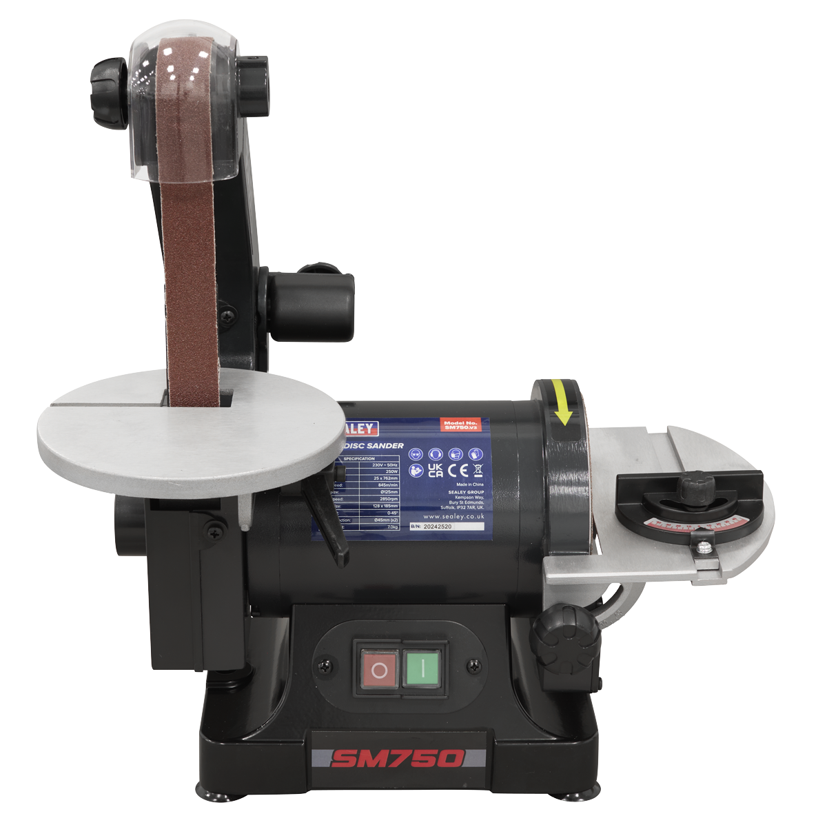 Sealey SM750 762 x 25mm Belt/125mm Disc Sander 250W/230V