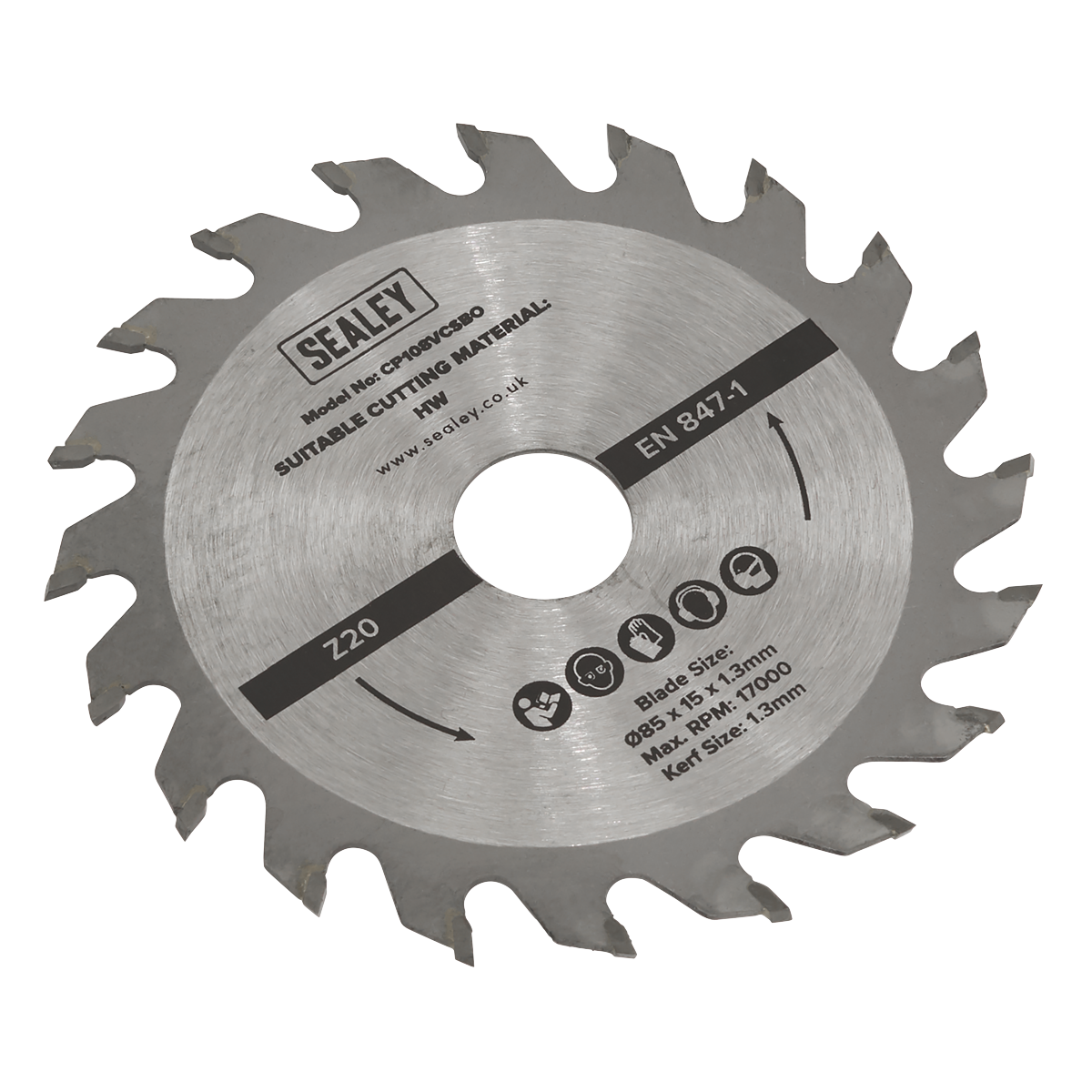 Sealey SM85B20 20tpu Circular Saw Blade Ø85 x 15 x 1.3mm