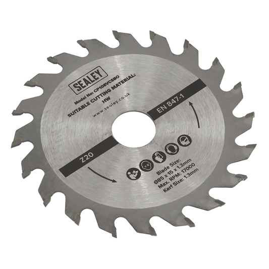 Sealey SM85B20 20tpu Circular Saw Blade Ø85 x 15 x 1.3mm
