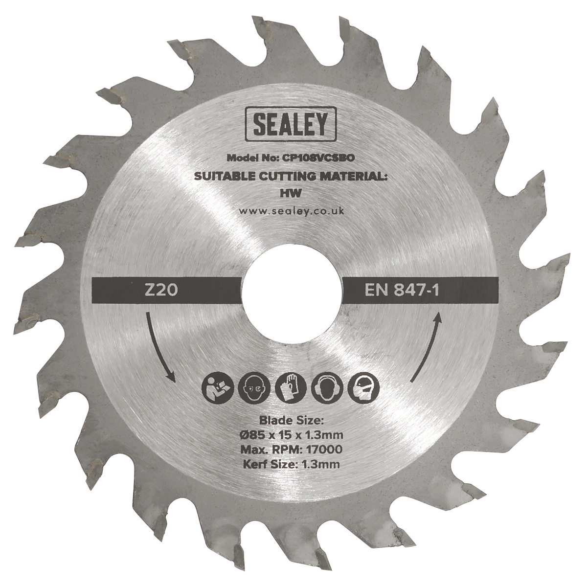 Sealey SM85B20 20tpu Circular Saw Blade Ø85 x 15 x 1.3mm