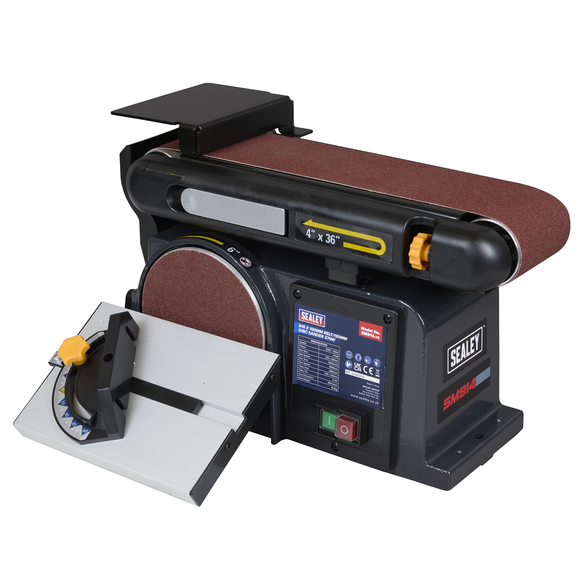 Sealey SM914 915 x 100mm Belt/150mm Disc Sander 370W/230V