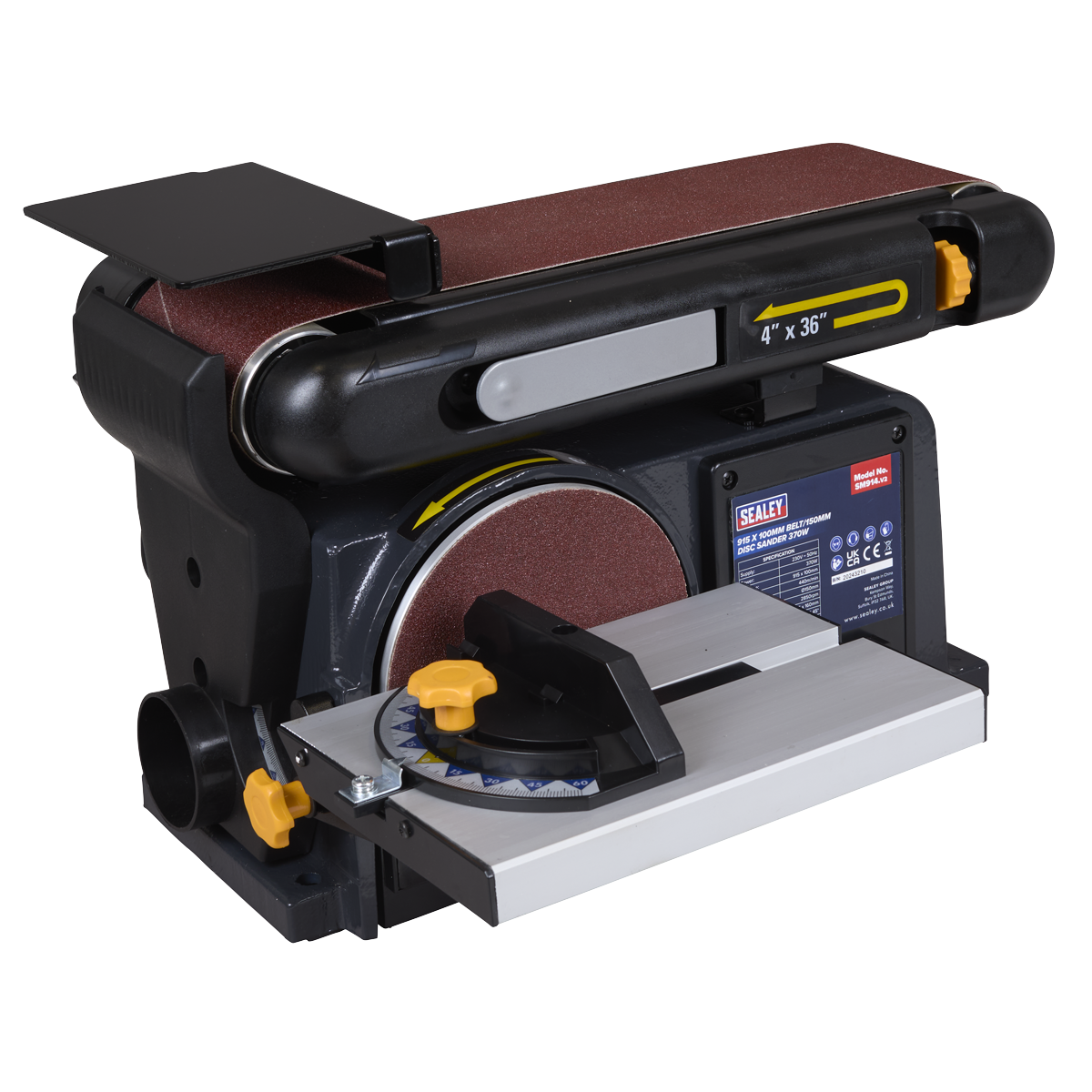 Sealey SM914 915 x 100mm Belt/150mm Disc Sander 370W/230V