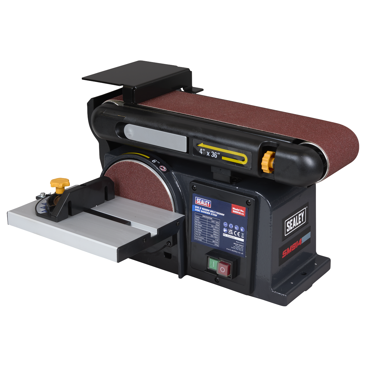Sealey SM914 915 x 100mm Belt/150mm Disc Sander 370W/230V