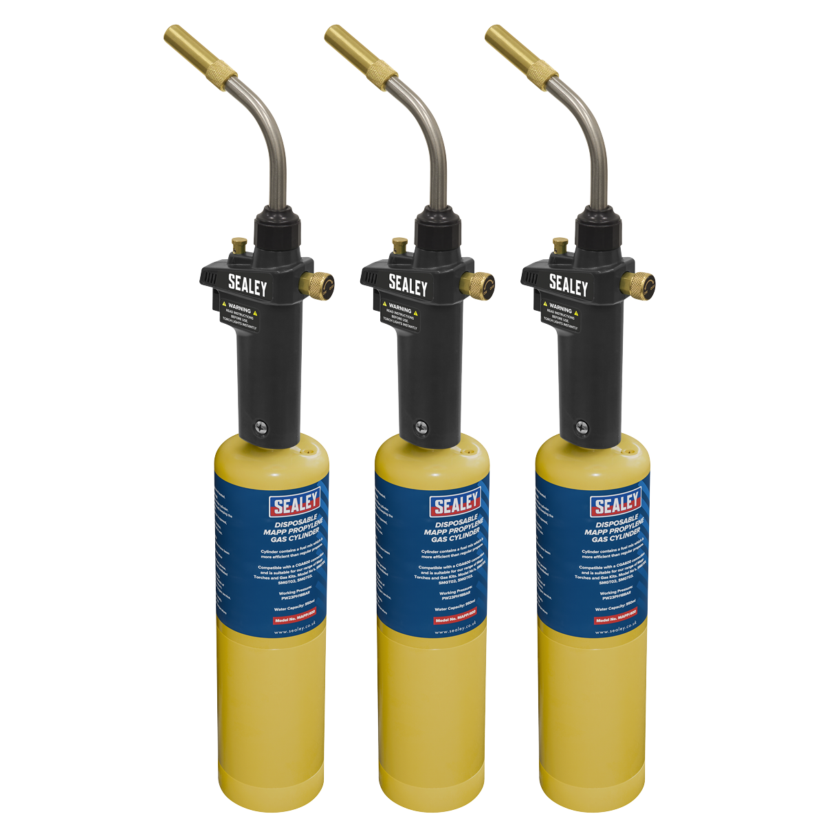 Sealey SMGKIT03 Brazing & Soldering MAPP Gas Torch & MAPP Cylinder - Pack of 3
