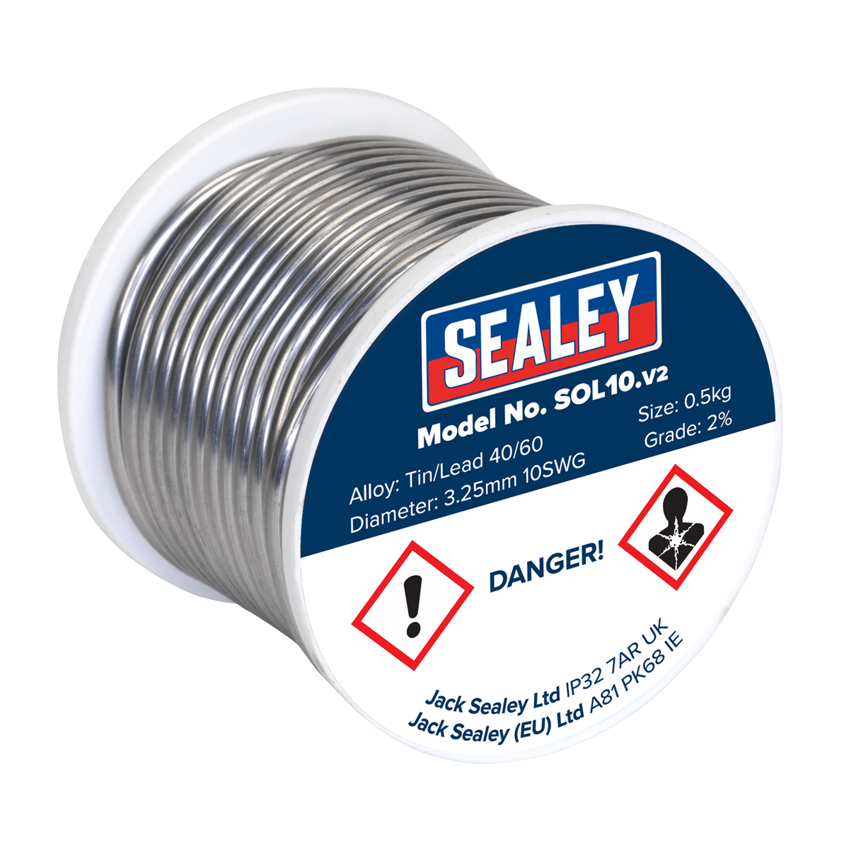 Sealey SOL10 Quick Flow Solder Wire 3.25mm/10SWG 0.5kg Reel