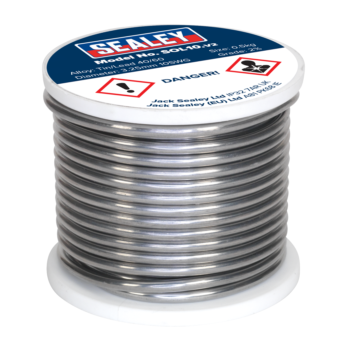Sealey SOL10 Quick Flow Solder Wire 3.25mm/10SWG 0.5kg Reel