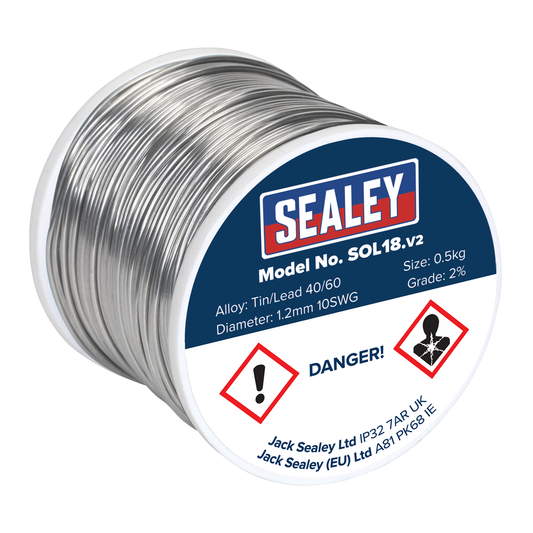Sealey SOL18 Quick Flow Solder Wire 1.2mm/18SWG 0.5kg Reel