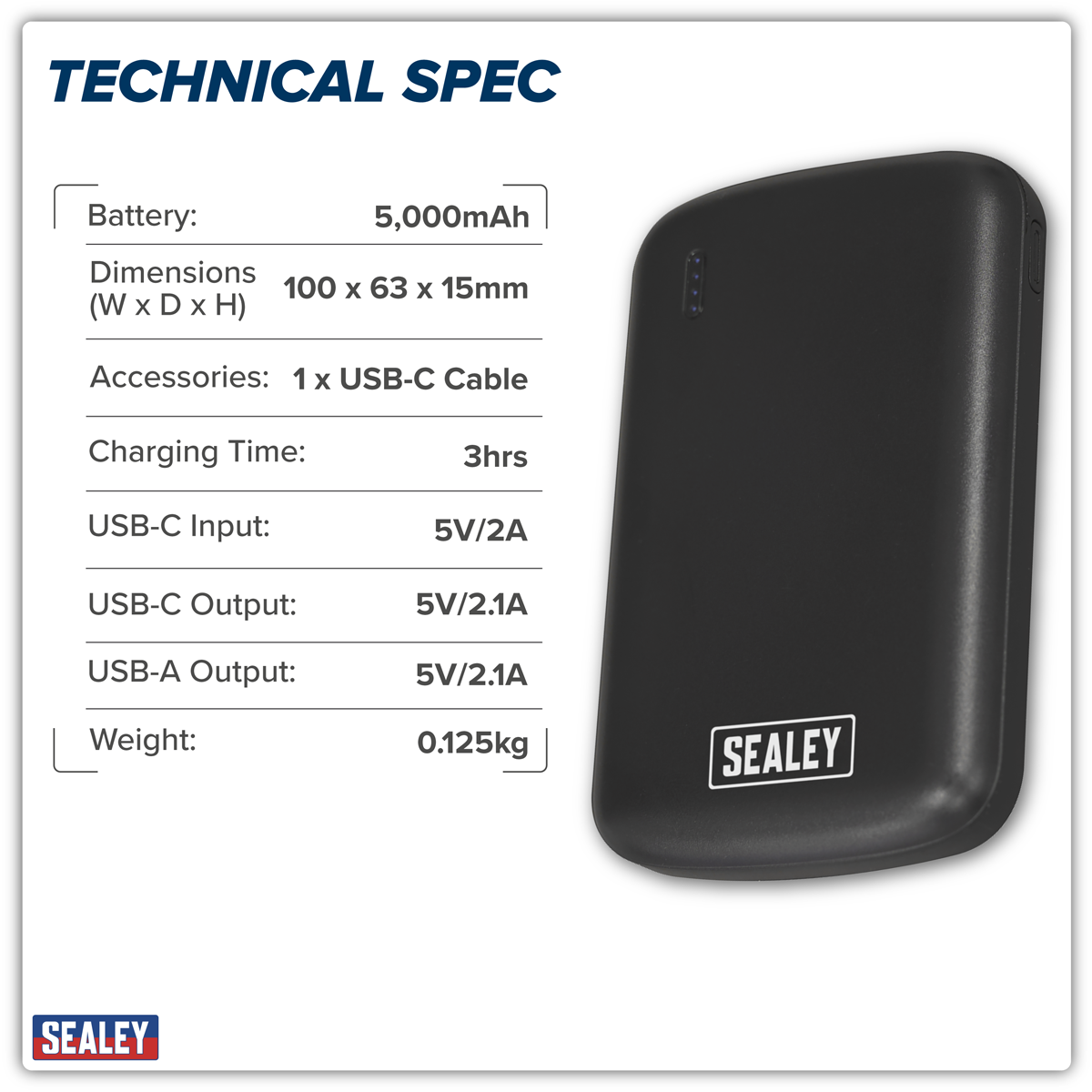 Sealey SPB103 Portable Power Bank 10W 5000mAh