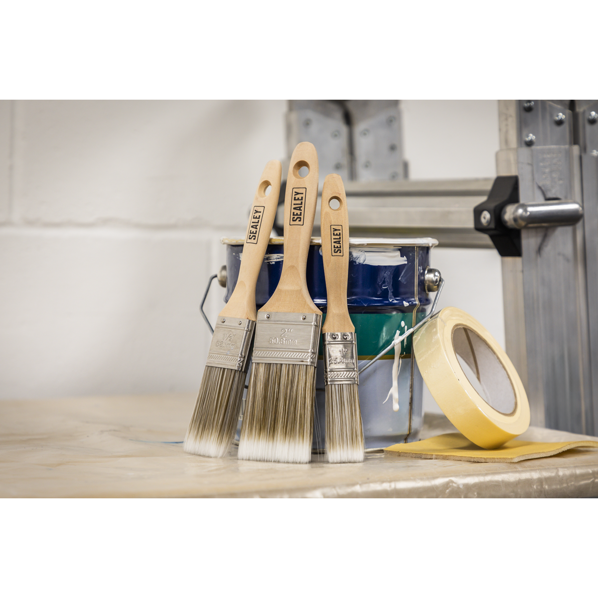 Sealey SPBS3W Wooden Handle Paint Brush Set 3pc