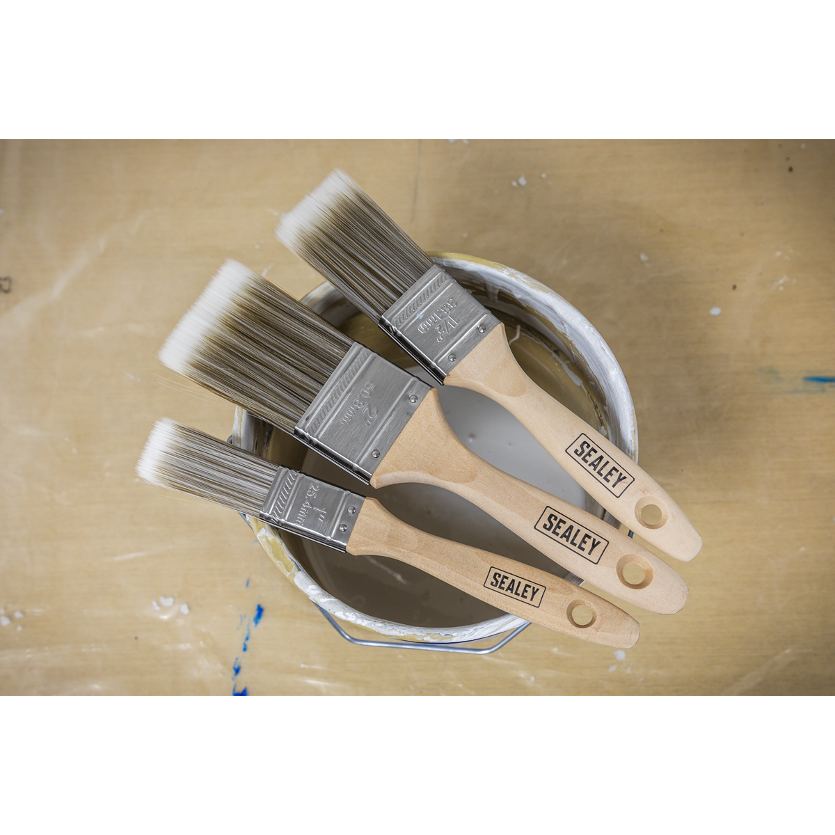 Sealey SPBS3W Wooden Handle Paint Brush Set 3pc