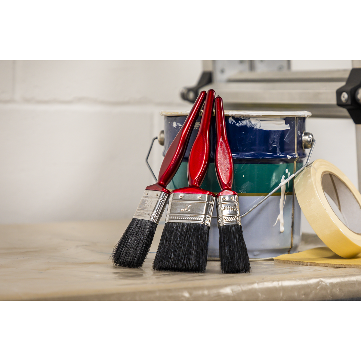 Sealey SPBS3 Pure Bristle Paint Brush Set 3pc