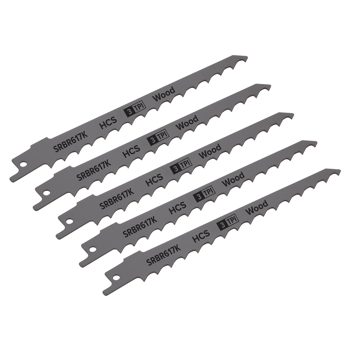 Sealey SRBR617K Reciprocating Saw Blade for Pruning & Coarse Wood 150mm 3tpi - Pack of 5