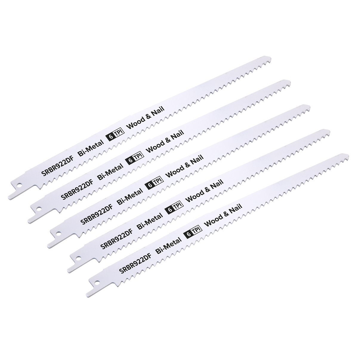 Sealey SRBR922DF Reciprocating Saw Blade for Wood & Nails 230mm 6tpi - Pack of 5
