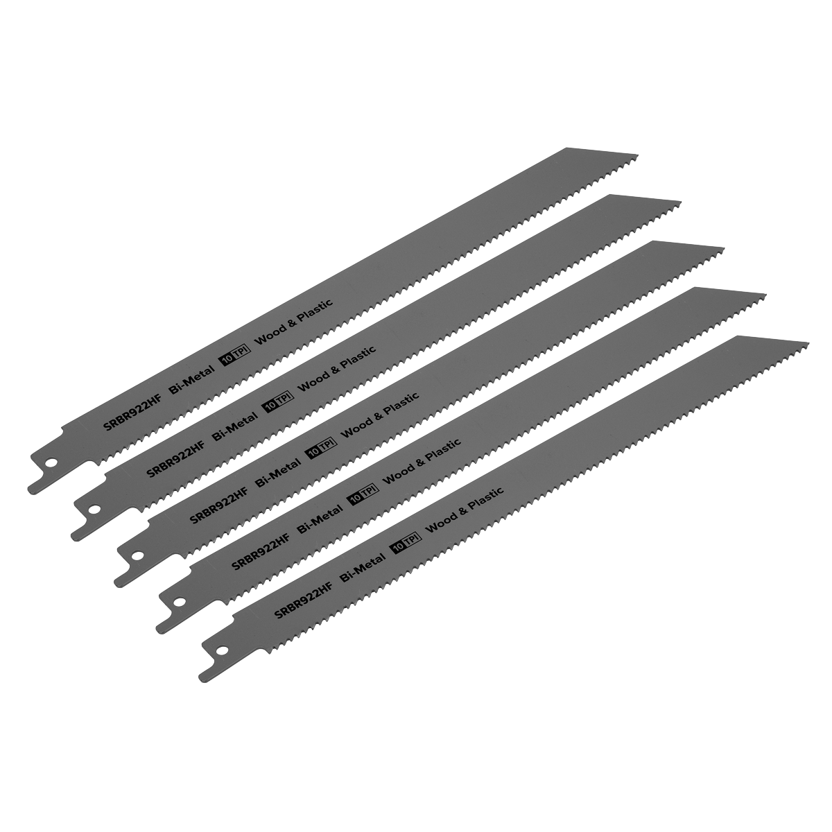Sealey SRBR922HF Reciprocating Saw Blade for Wood & Plastics 230mm 10tpi - Pack of 5