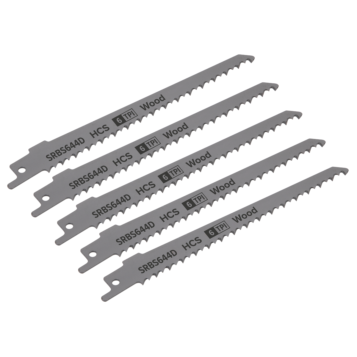 Sealey SRBS644D Reciprocating Saw Blade for Clean Wood 150mm 6tpi - Pack of 5