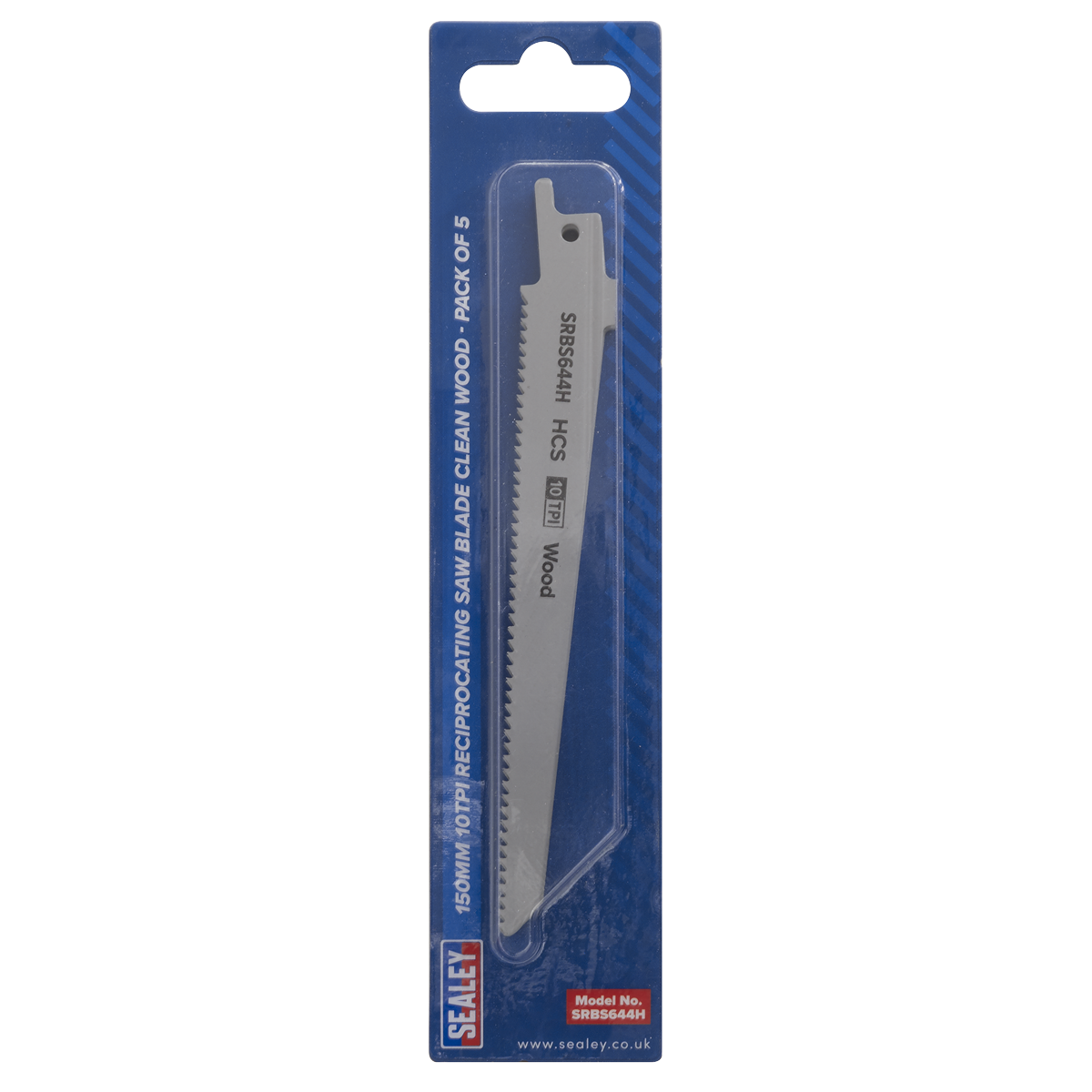 Sealey SRBS644H Reciprocating Saw Blade for Clean Wood 150mm 10tpi - Pack of 5