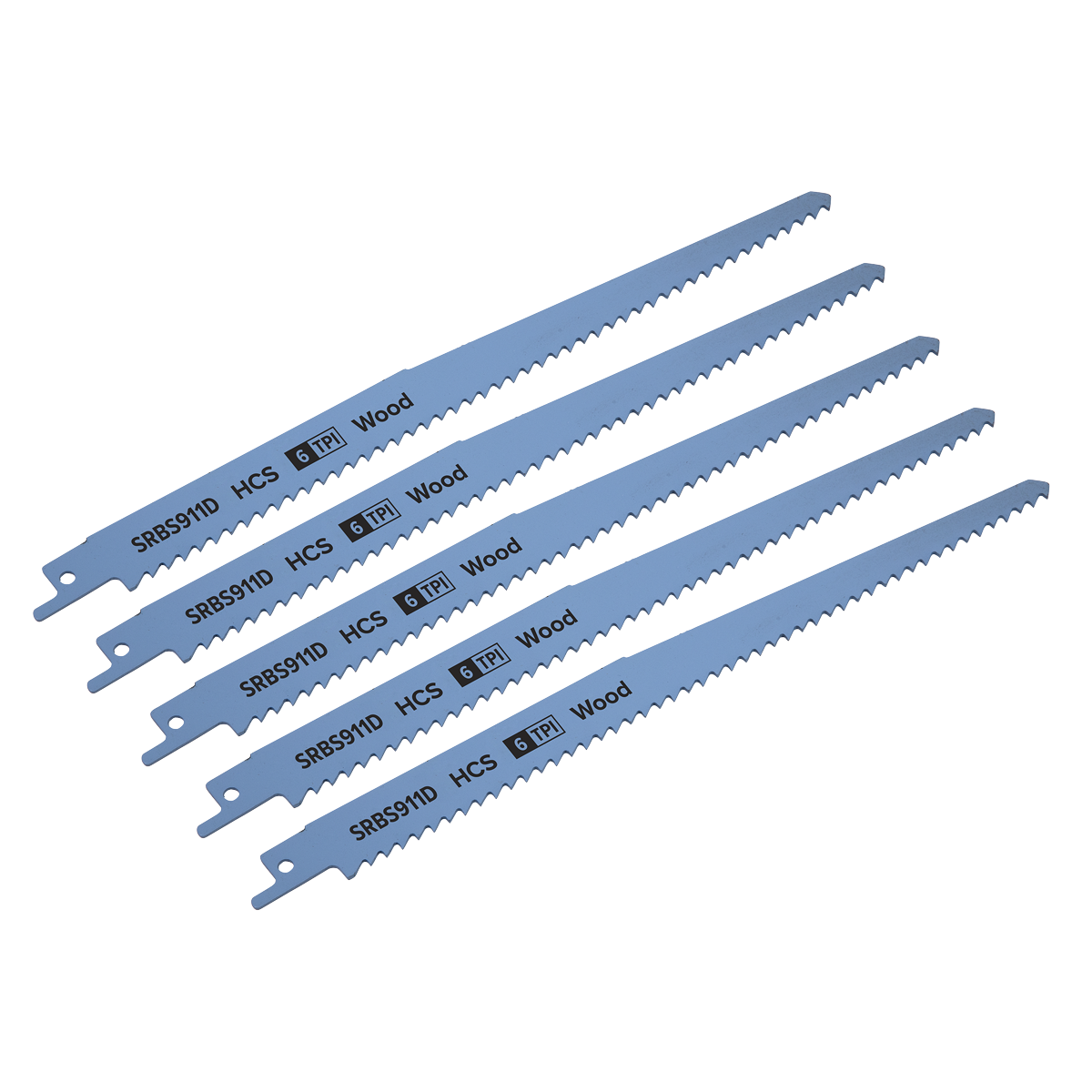 Sealey SRBS911D Reciprocating Saw Blade for Clean Wood 230mm 6tpi - Pack of 5
