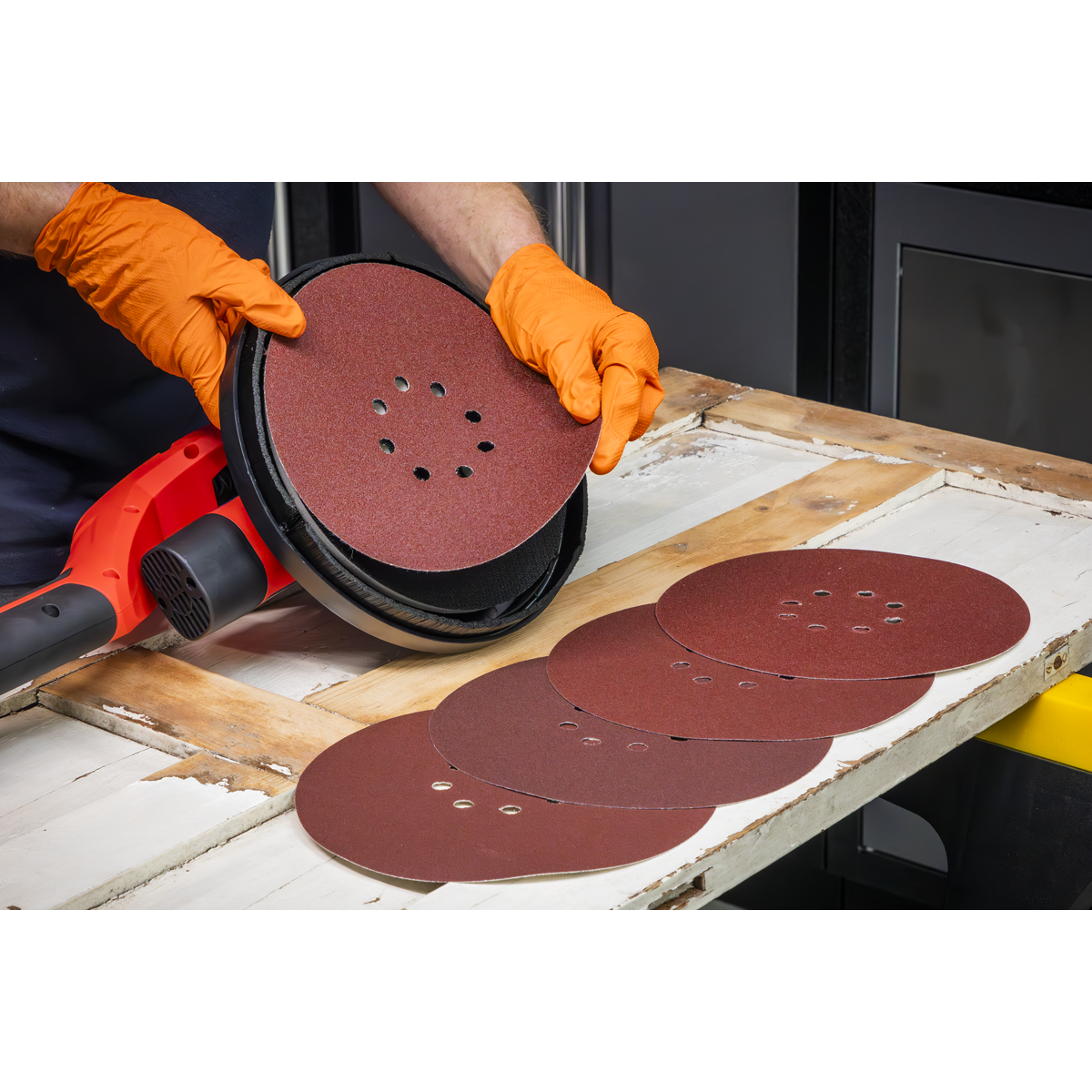 Sealey SSD05 225mm Hook-and-Loop Sanding Disc Set 5pc