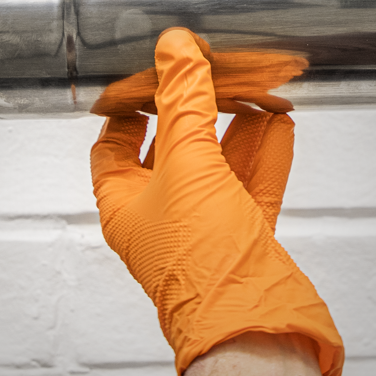 Sealey SSP56XL Diamond Grip Extra-Thick Nitrile Powder-Free Gloves, Orange, X-Large - Pack of 50