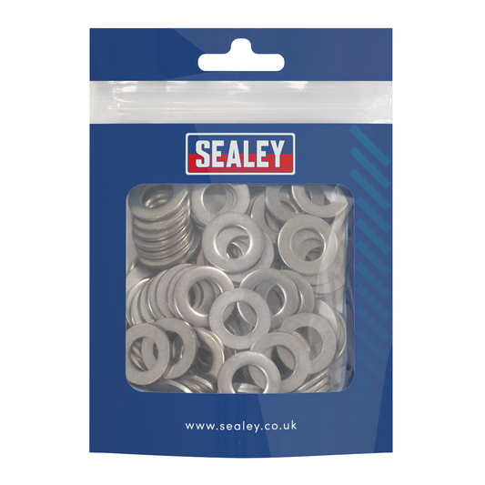Sealey SSW10 Stainless Steel Flat Washer M10 A2, DIN 125 - Pack of 100