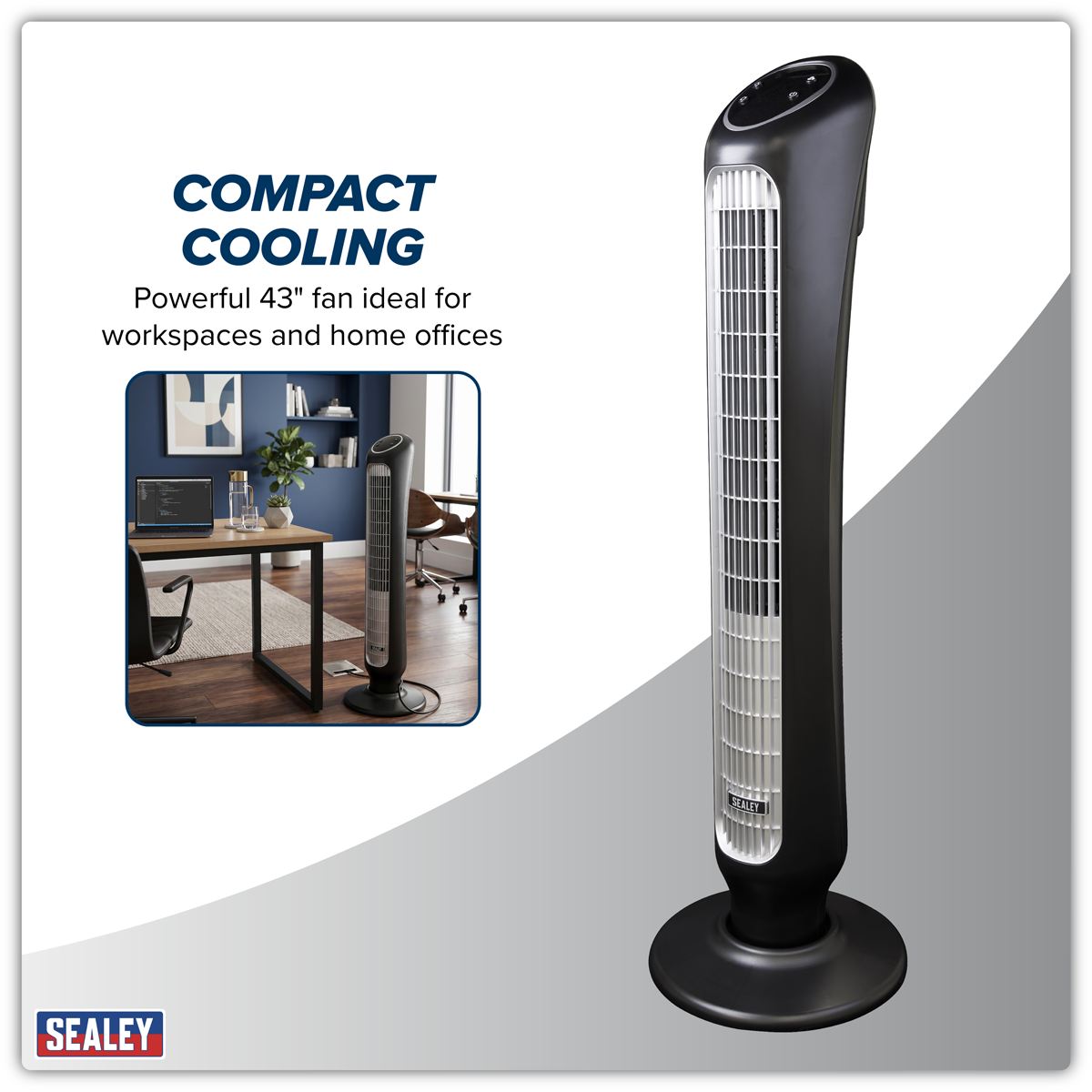 Sealey STF43Q 43" Quiet High Performance Oscillating Tower Fan 230V