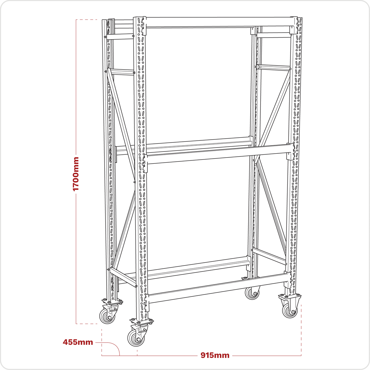 Sealey STR007 2-Level Mobile Tyre Rack 200kg Capacity Per Level