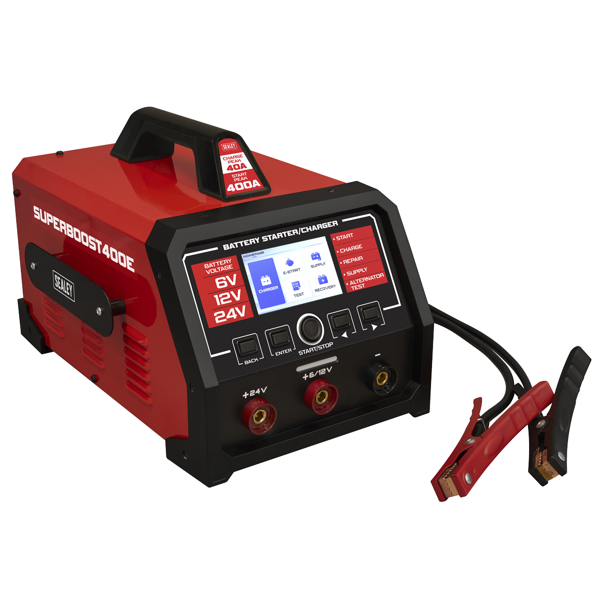 Sealey SUPERBOOST400E 6/12/24V Battery Starter/Charger 400A/230V