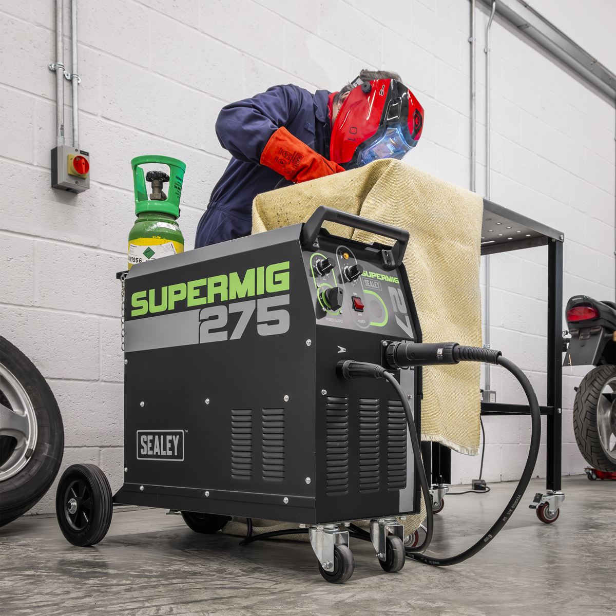 Sealey SUPERMIG275 Professional Gas/Gasless MIG Welder with Binzel® Euro Torch 270A 230V