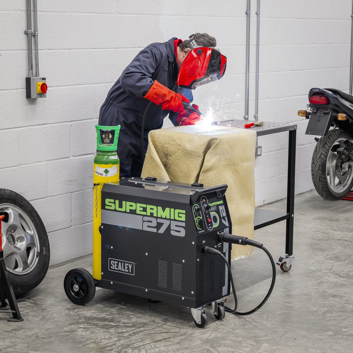 Sealey SUPERMIG275 Professional Gas/Gasless MIG Welder with Binzel® Euro Torch 270A 230V