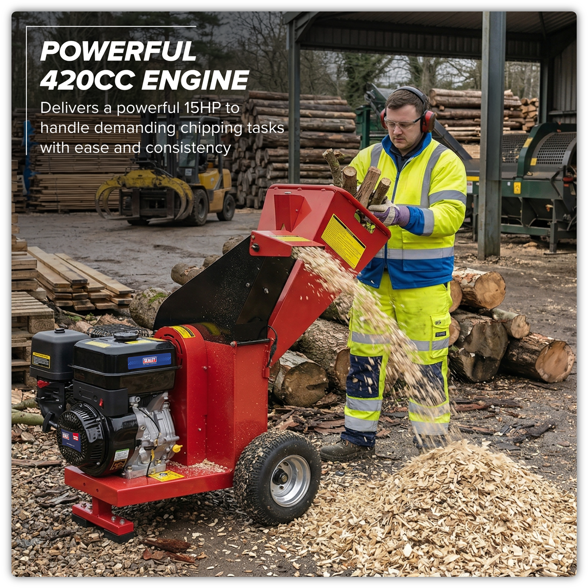 Sealey SWC420 420cc 15hp Wood Chipper 100mm Capacity