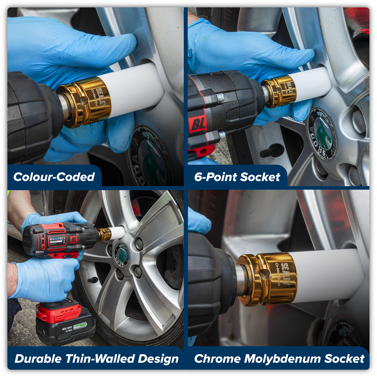 Sealey SX03019 Alloy Wheel Impact Socket 1/2"Sq Drive 19mm