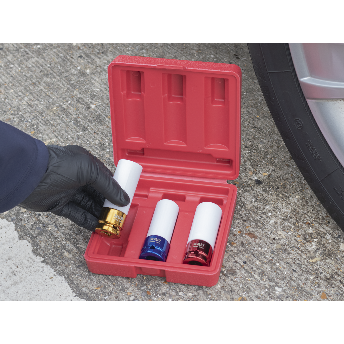 Sealey SX031 Alloy Wheel Impact Socket Set 1/2"Sq Drive 3pc