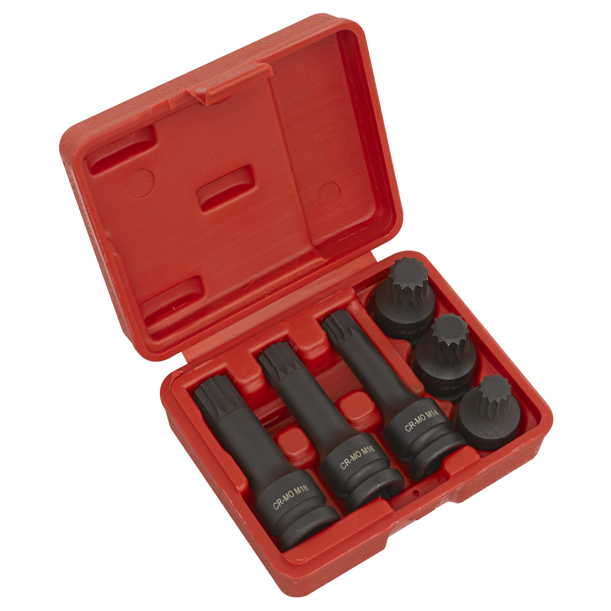 Sealey SX052 Impact Spline Socket Bit Set 1/2"Sq Drive 6pc