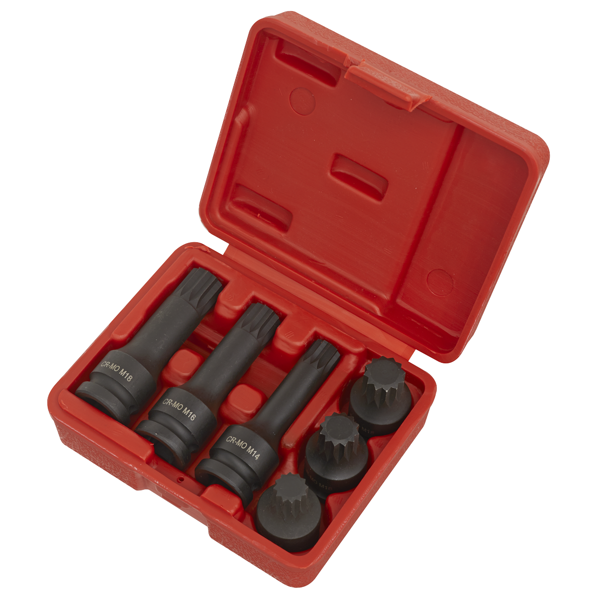 Sealey SX052 Impact Spline Socket Bit Set 1/2"Sq Drive 6pc