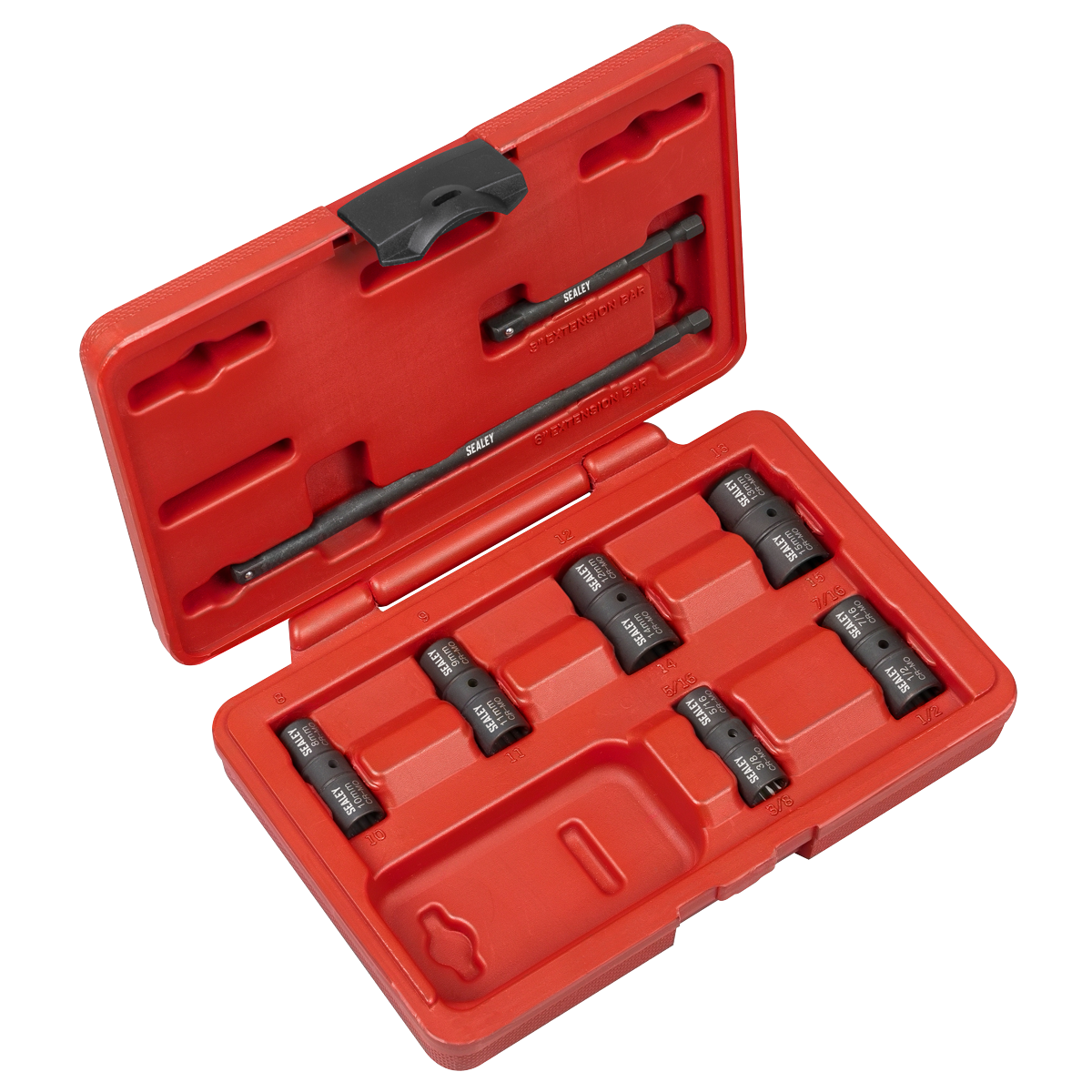 Sealey SX08 Flip Socket Set 1/4"Sq Drive 12-Point 8pc