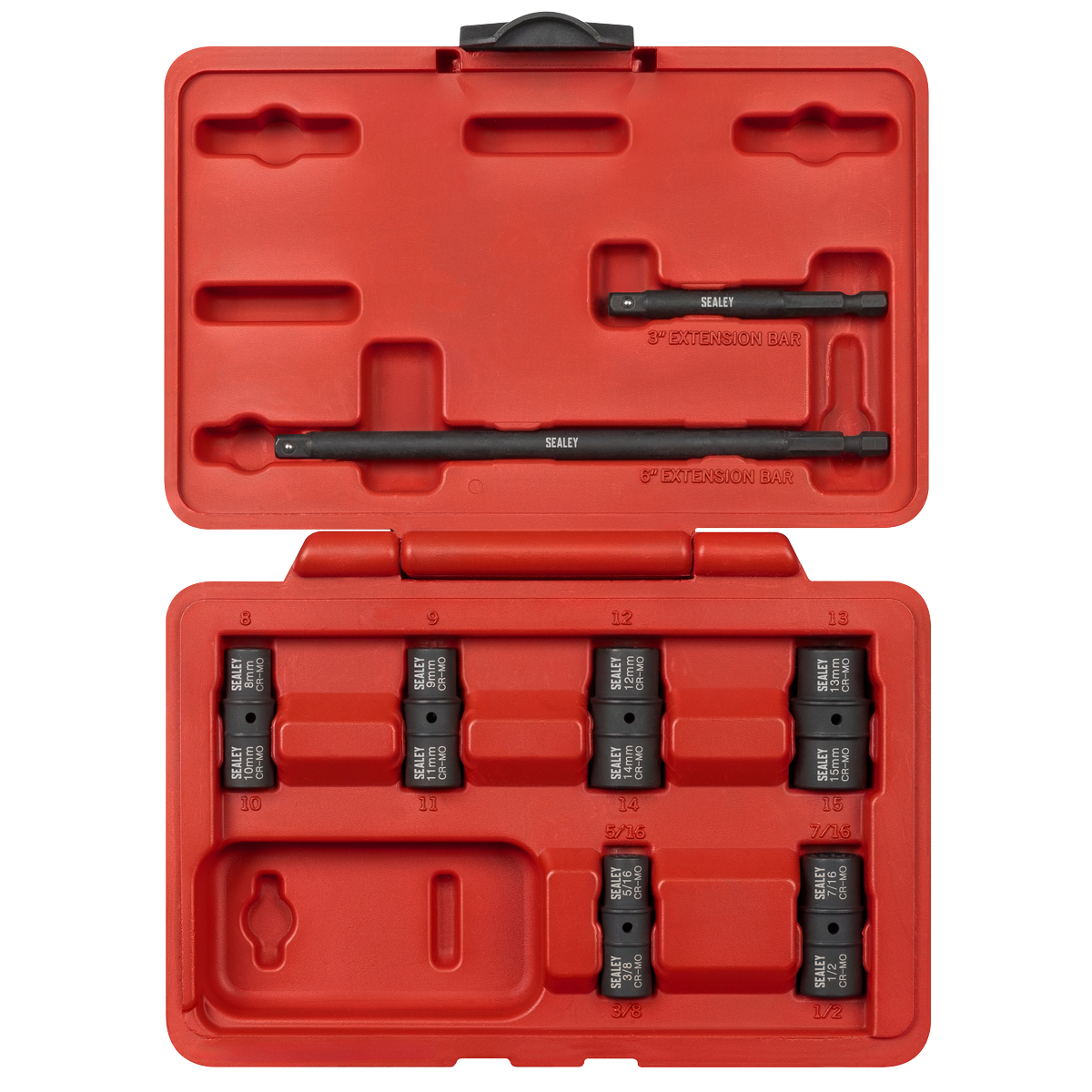 Sealey SX08 Flip Socket Set 1/4"Sq Drive 12-Point 8pc