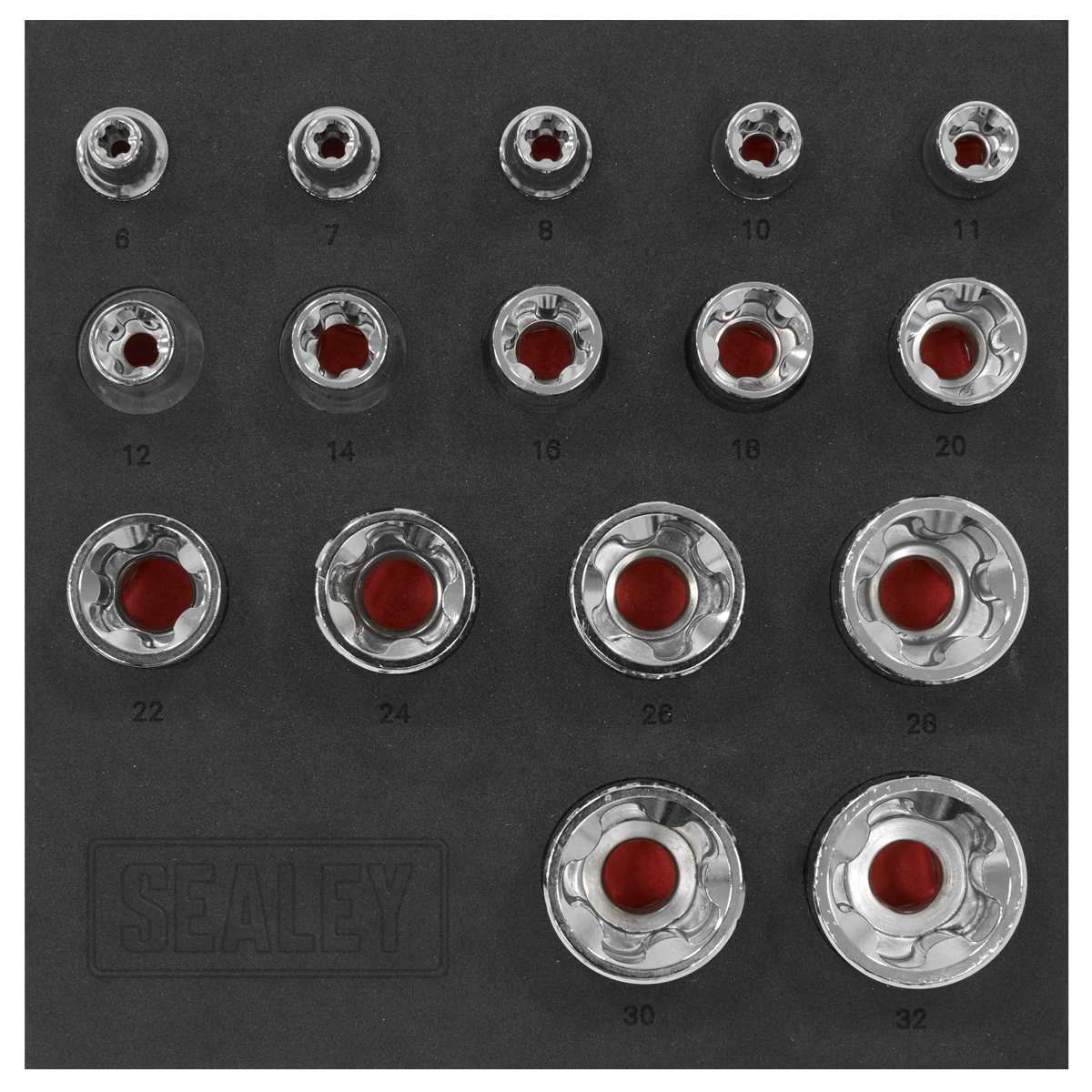 Sealey SX096 TRX-P* EPR Socket Set 1/4", 3/8" & 1/2"Sq Drive 16pc