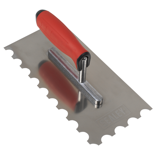 Sealey T6701 Stainless Steel Semicircle Tooth Trowel with Rubber Handle & Aluminium Foot 270mm