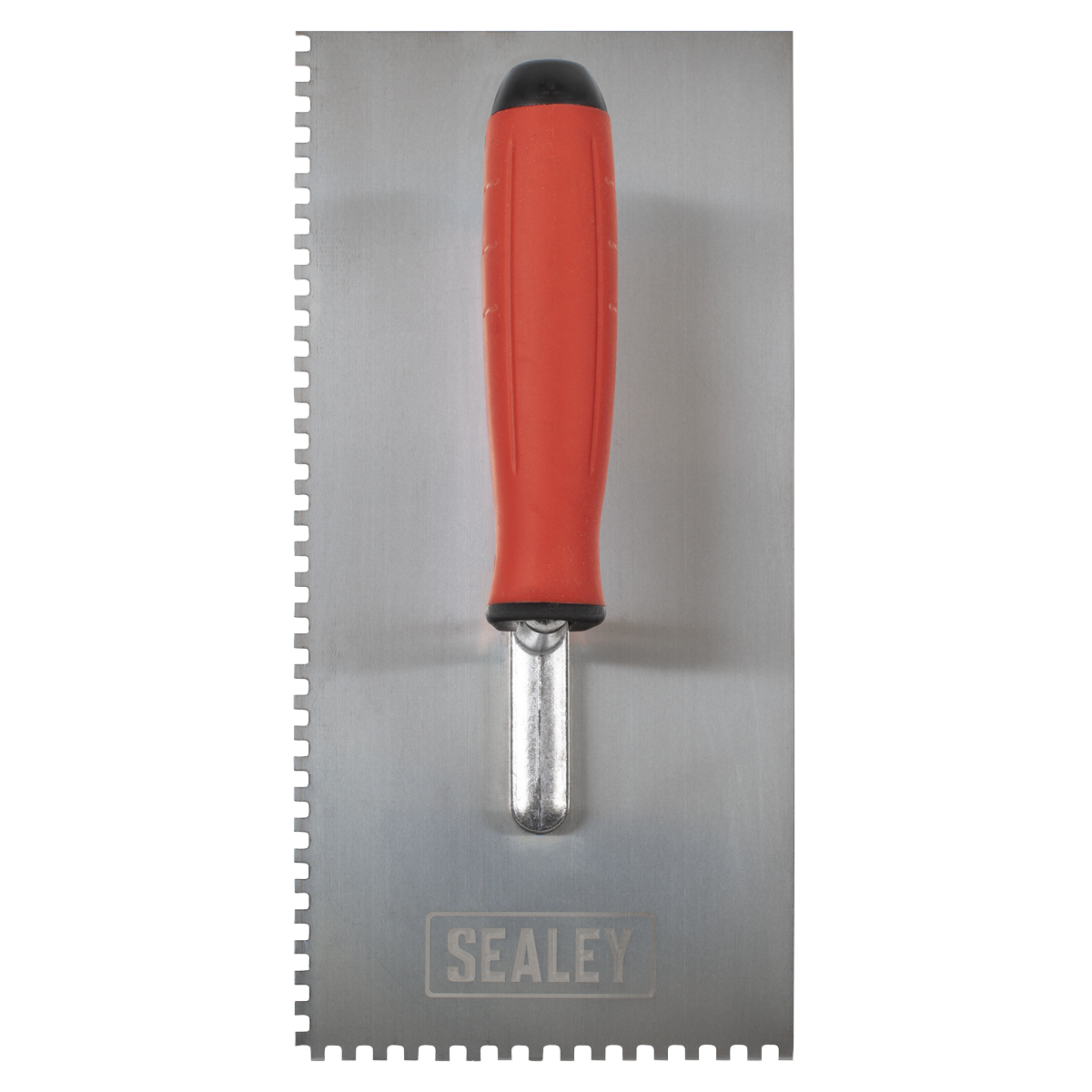 Sealey T7804 Stainless Steel 4mm Notched Trowel with Rubber Handle 270mm