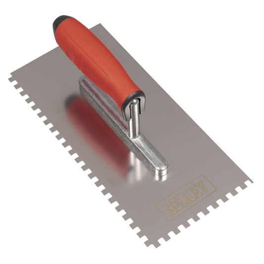 Sealey T7806 Stainless Steel 6mm Notched Trowel with Rubber Handle 270mm