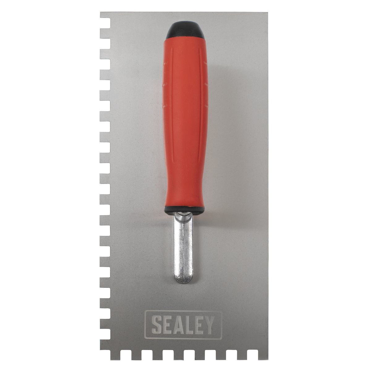Sealey T7808 Stainless Steel 8mm Notched Trowel with Rubber Handle 270mm