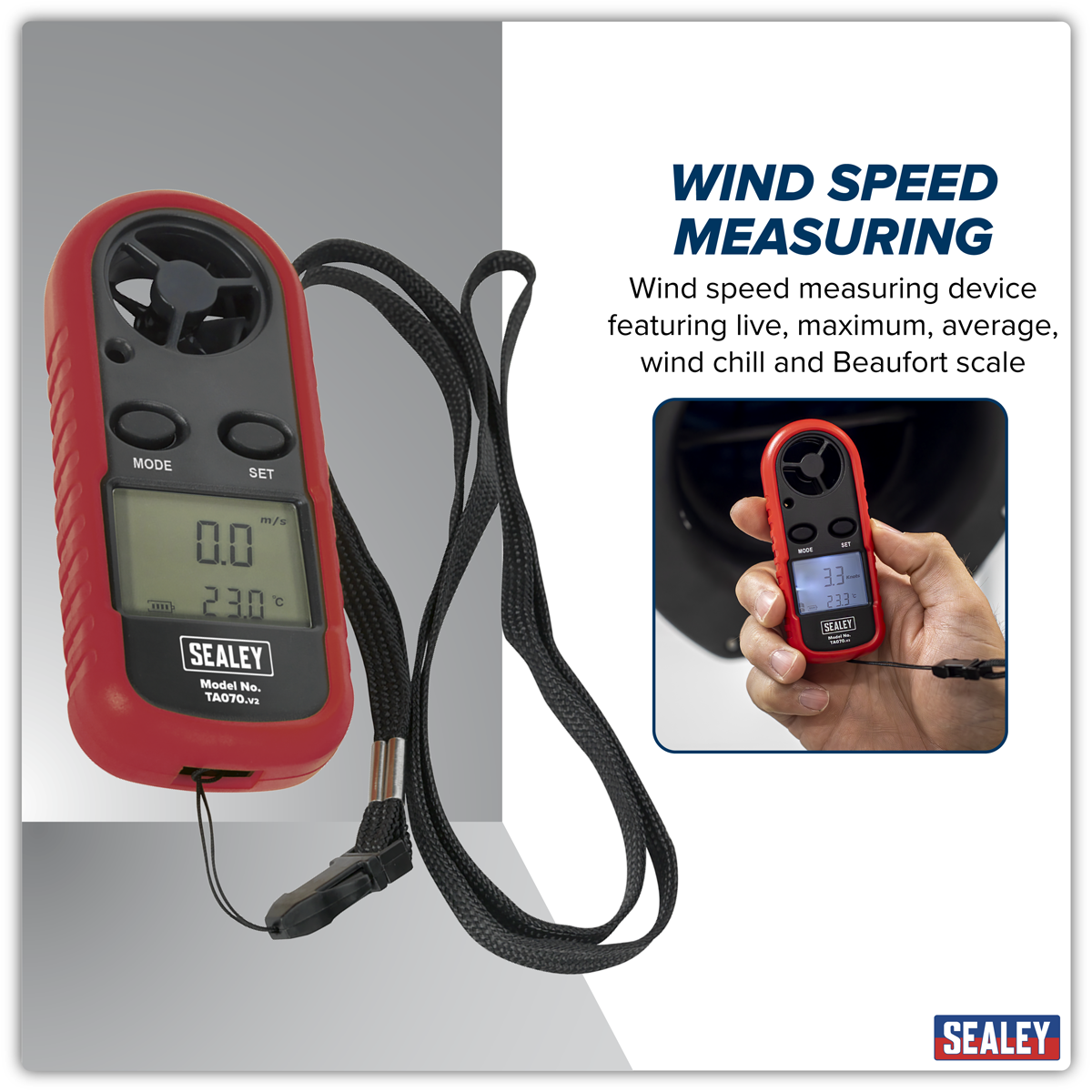 Sealey TA070 Digital Anemometer with Beaufort Scale