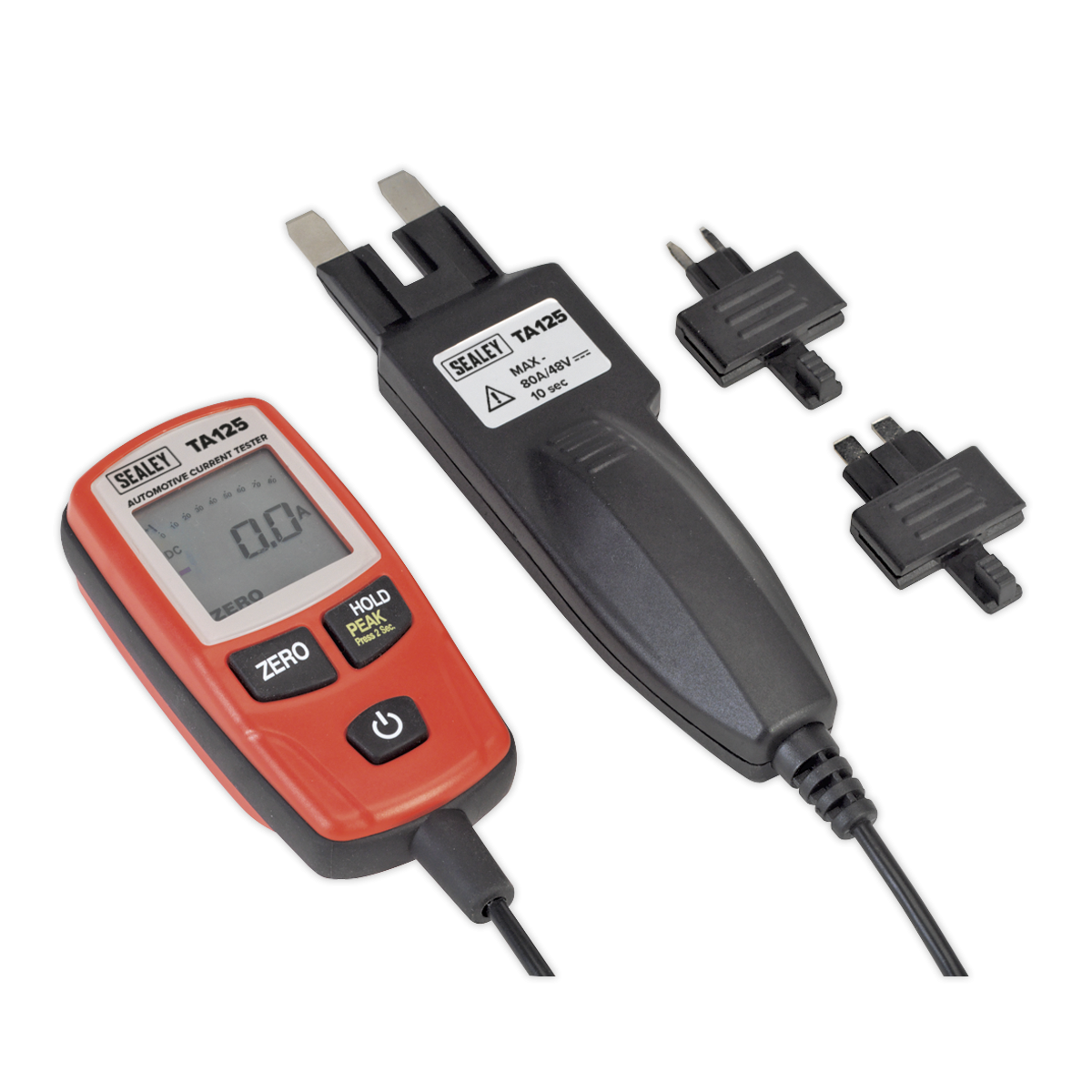Sealey TA125 Automotive Current Tester Mini, Standard & Maxi Blade Fuses 80A