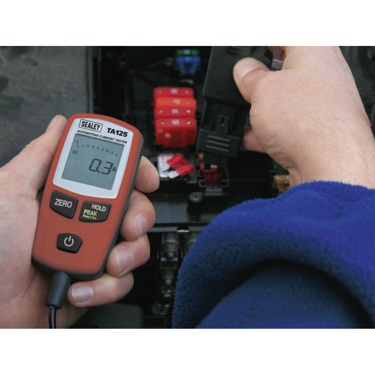 Sealey TA125 Automotive Current Tester Mini, Standard & Maxi Blade Fuses 80A