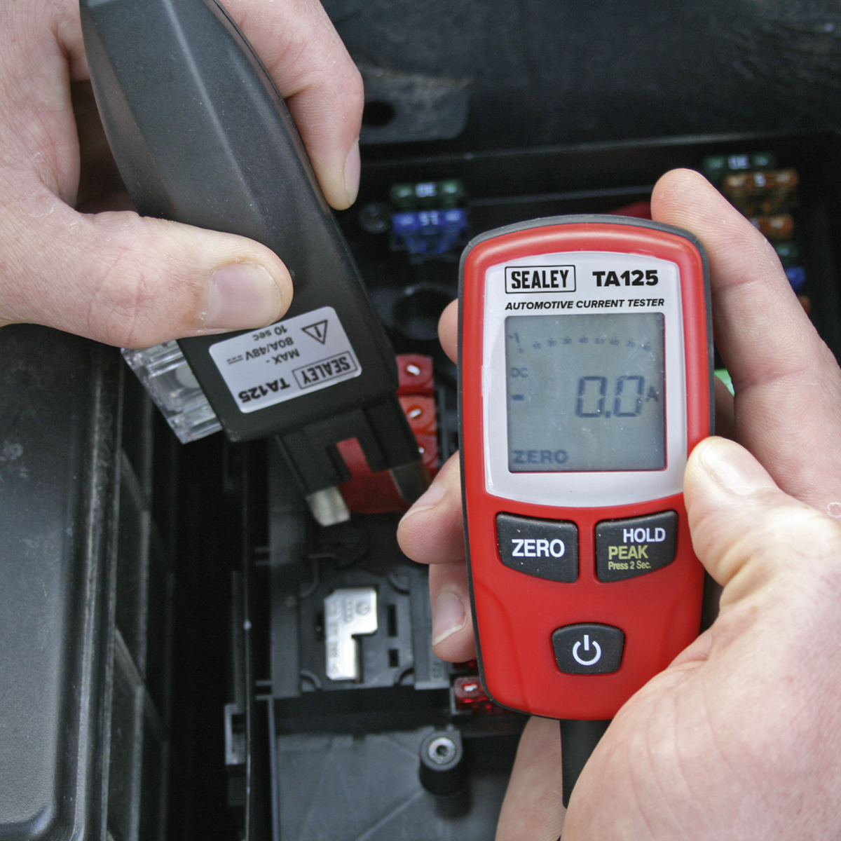 Sealey TA125 Automotive Current Tester Mini, Standard & Maxi Blade Fuses 80A