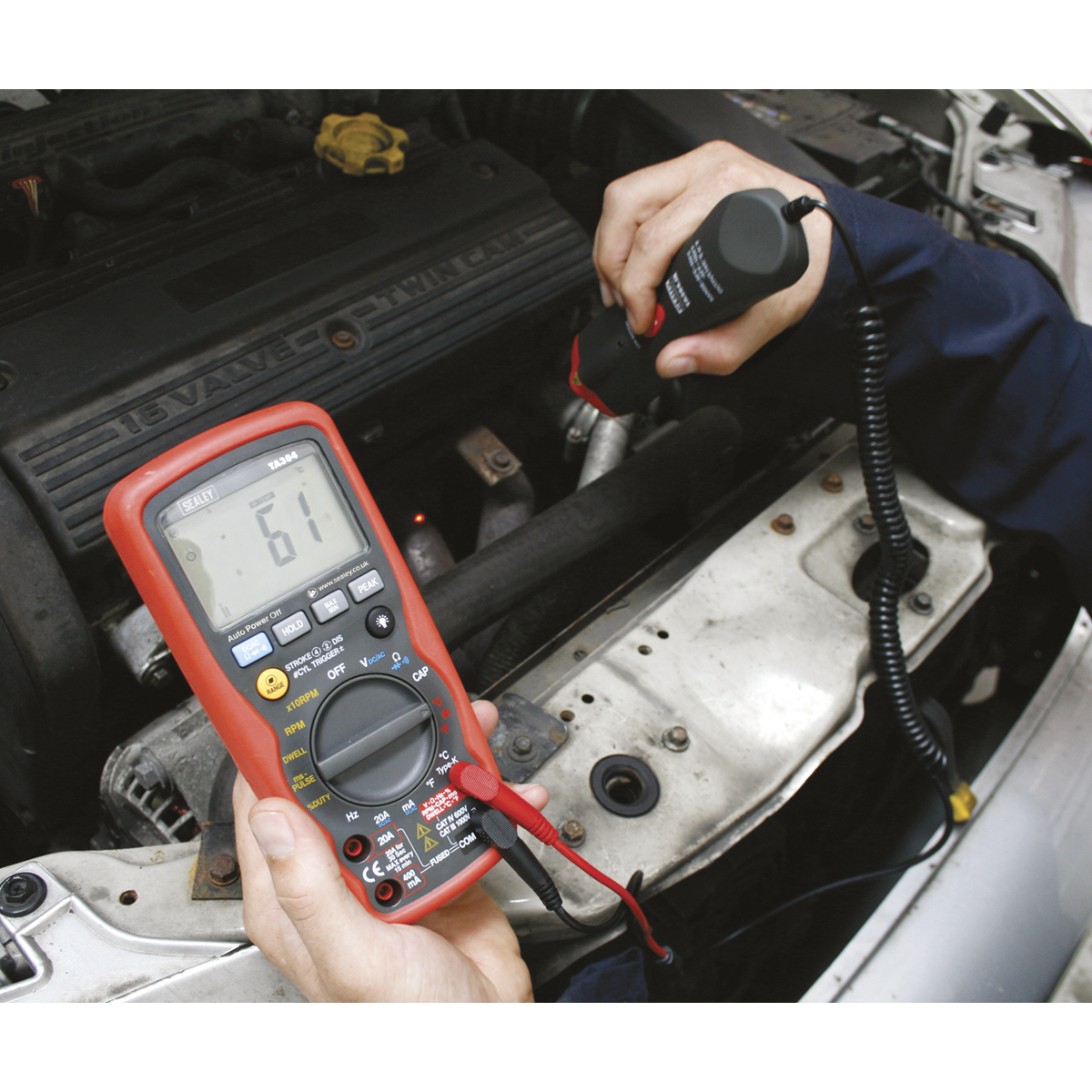 Sealey TA304 15-Function Digital Automotive Multimeter with Inductive Coupler/Infrared Temperature Probe