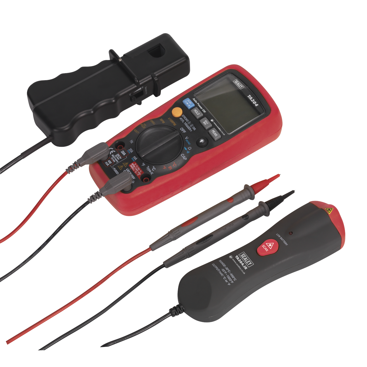 Sealey TA304 15-Function Digital Automotive Multimeter with Inductive Coupler/Infrared Temperature Probe