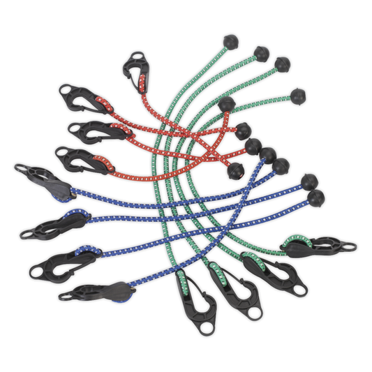 Sealey TARP12 Assorted Tarpaulin Bungee Cord Set 12pc
